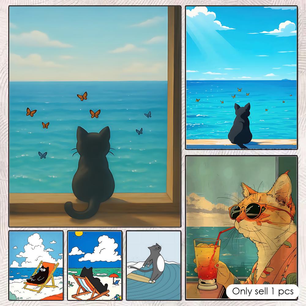 Esports Gaming Wallpaper - Cat on Beach Poster Wall Art