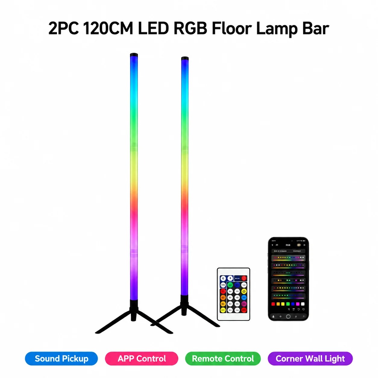 2PCS 120CM RGB Floor Lamp, Sou - đánh giá và giá Esports & Gaming Optics Gmbh